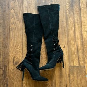 Steve Madden Knee High Black Leather Boot